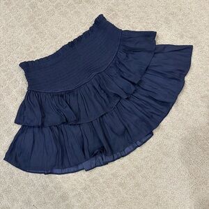 Mustard Seed Navy Satin tiered Mini skort Sz S